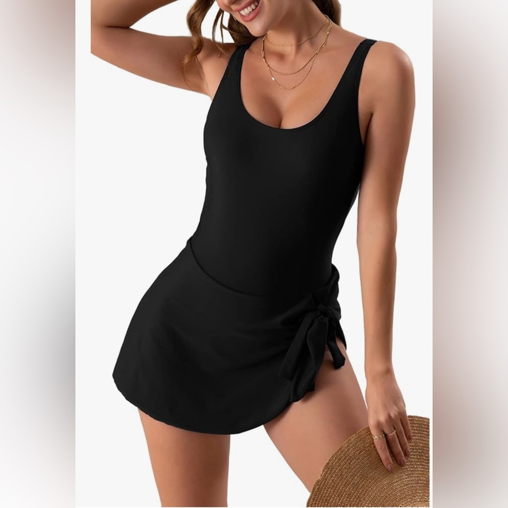 New- Elegant Black Women's Swim Dress